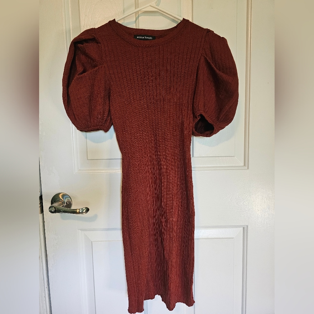 Jealous Tomato Burnt Orange Puff Sleeve Dress Junior's Sz M